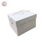 Present Packaging White Cubic Craft Paper Gift Box With Ribbon Decoration